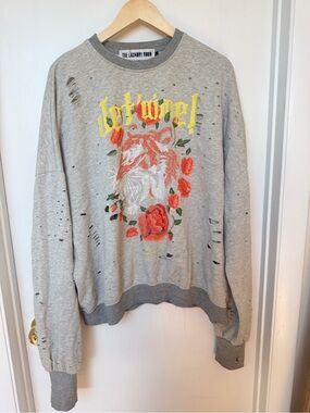 The Laundry Room Gray Oversized Crewneck Sweatshirt with Thumbholes